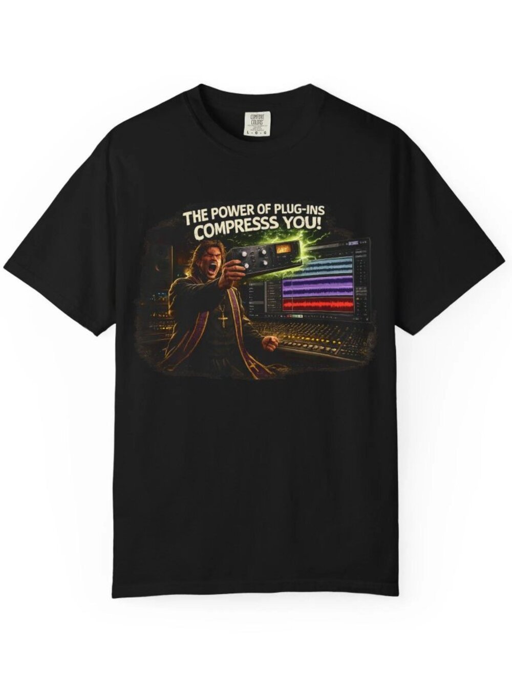 The Power of Plug-Ins Compresses You T-Shirt | Audio Engineer CLA Compressor Tee